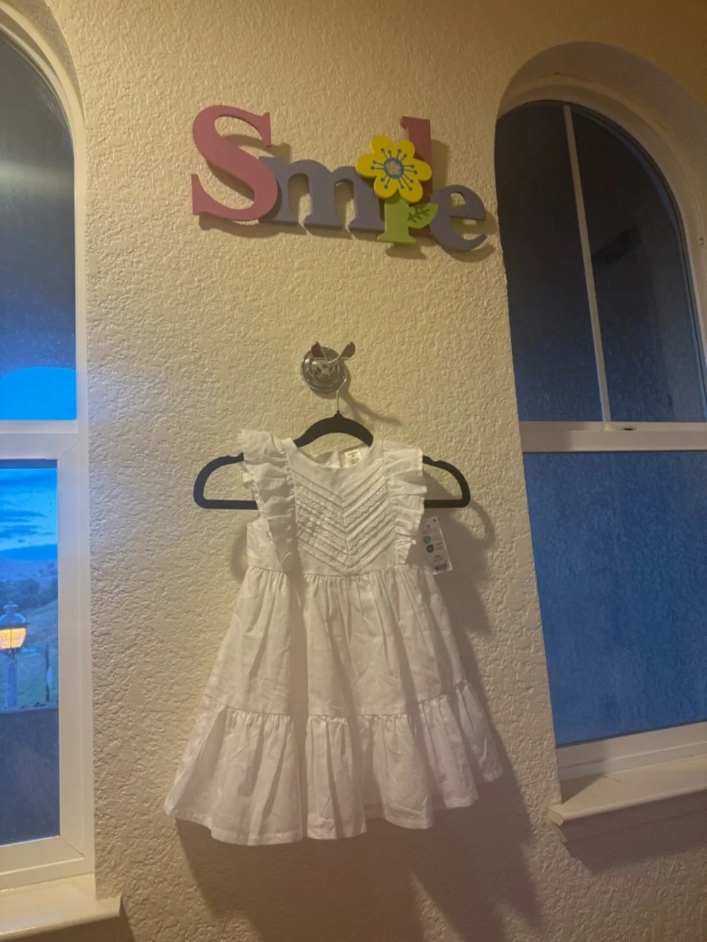 OshKosh B'gosh White Lace Dress 💯% Cotton Ruffle Size 2T Toddler,Party or Spring